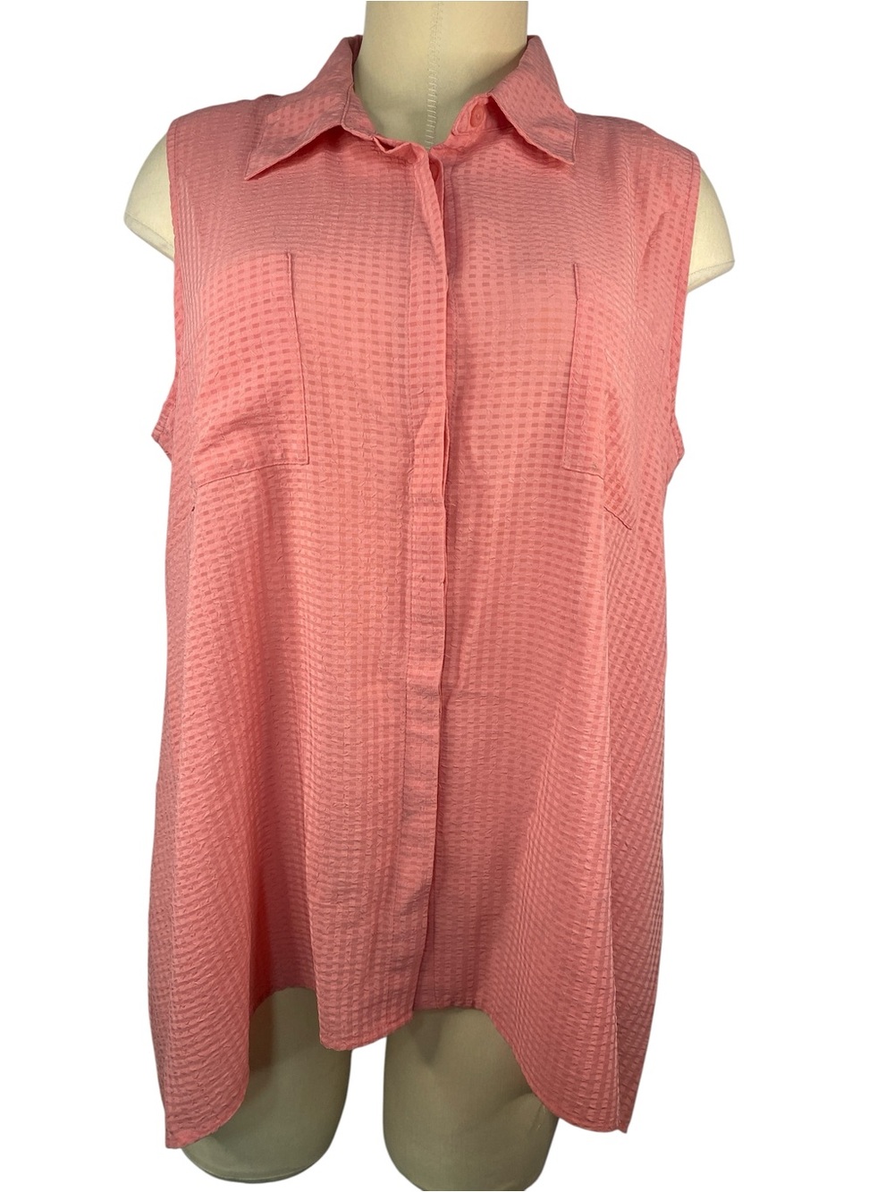Rebecca Malone Sleeveless Button-Front Coral Top Women’s XL